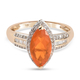 (Size L) 9K Yellow Gold AAA Fire Opal and Diamond Ring 1.55 Ct.