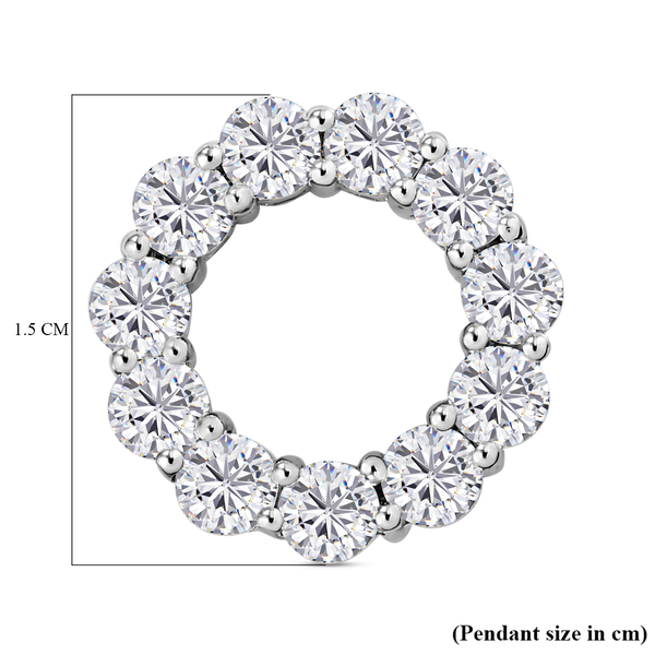 Moissanite Circle Pendant in Platinum Overlay Sterling Silver 1.81 Ct.
