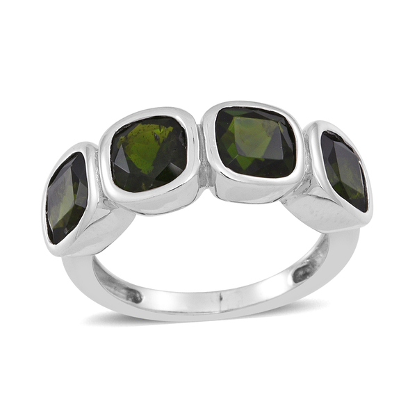 Chrome Diopside (Cush) Ring in Rhodium Plated Sterling Silver 4.250 Ct.