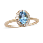 (Size N) 9K Yellow Gold Santa Maria Aquamarine and Diamond Ring (Size N) 0.880 Ct.