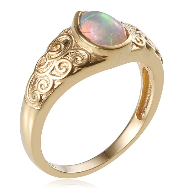 Ethiopian Welo Opal (Pear) Solitaire Ring in 14K Gold Overlay Sterling Silver 0.750 Ct.