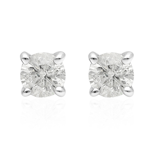 0.25 Ct Diamond Solitaire Stud Earrings in 9K White Gold SGL Certified I3 G H