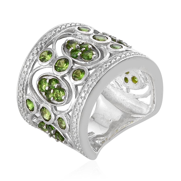 2.50 Ct  Diopside Band Ring in Platinum Plated Silver