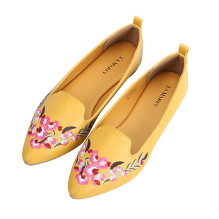 LA MAREY Floral Embroidery Loafer (Size 3) - Yellow and Multi