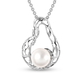 RACHEL GALLEY Edison Pearl Pendant with Chain (Size 30) in Rhodium Overlay Sterling Silver, Silver Wt. 10.37 Gms.