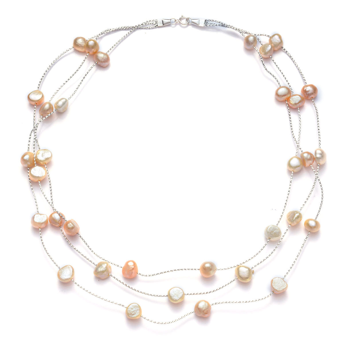 Freshwater Pink Pearl Necklace (Size 18) in Sterling Silver