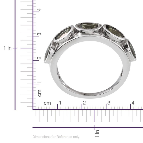 Bohemian Moldavite (Ovl) 5 Stone Ring in Platinum Overlay Sterling Silver 1.750 Ct.