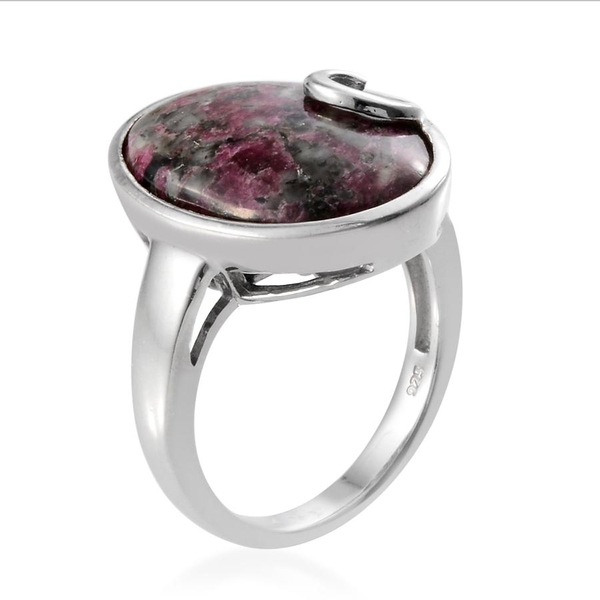 Natural  Eudialyte (Ovl) Solitaire Ring in Platinum Overlay Sterling Silver 7.000 Ct.