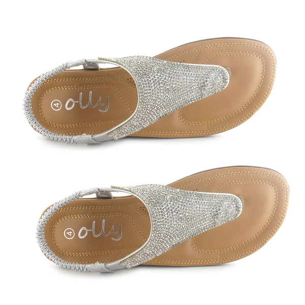 OLLY Samba Toe Post Comfort Sandal (Size 6) - Silver