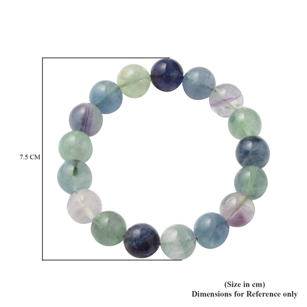 Multi Fluorite Stretchable Beads Bracelet (Size 7) 244.00 Ct.