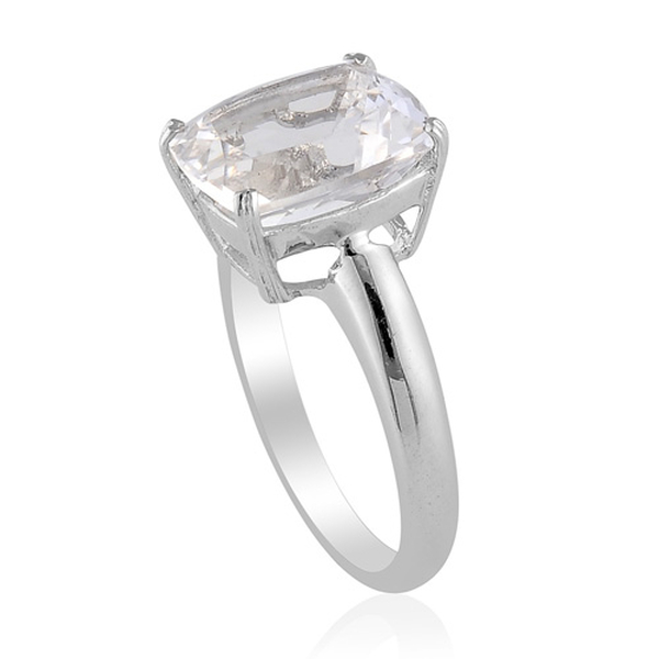 Golconda Diamond Topaz (Cush) Solitaire Ring in Platinum Overlay Sterling Silver 6.750 Ct.