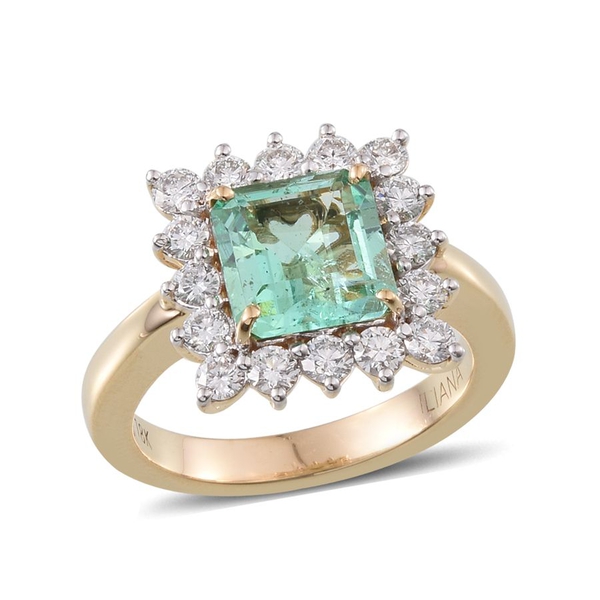 ILIANA 18K Y Gold Boyaca Colombian Emerald (Oct 2.45 Ct), Diamond Ring 3.350 Ct.
