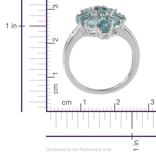 Paraibe Apatite (Ovl 0.50 Ct), Diamond Ring in Platinum Overlay Sterling Silver 4.020 Ct.