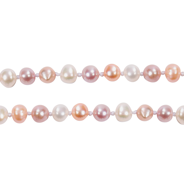 2 Piece Set - Peach and Multi Colour Freshwater Pearl Necklace (Size 20 with 2 inch Extender) and Hook Earrings