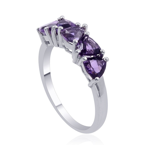Uruguay Amethyst (Trl) 5 Stone Ring in Platinum Overlay Sterling Silver 2.000 Ct.