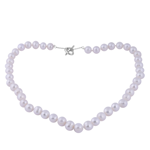 Freshwater Pearl Necklace (Size 20) in Rhodium Overlay Sterling Silver