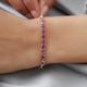 Afrian Ruby (FF) Bracelet (Size - 7.5) in Platinum Overlay Sterling Silver 2.92 Ct.