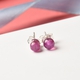 African Ruby (FF) Ball Stud Earrings (with Push Back) in Sterling Silver