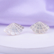 White Shell Pearl Stud Earrings (with Push Back) in Silver Tone