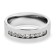 Simulated Diamond Band Ring in Silver Tone