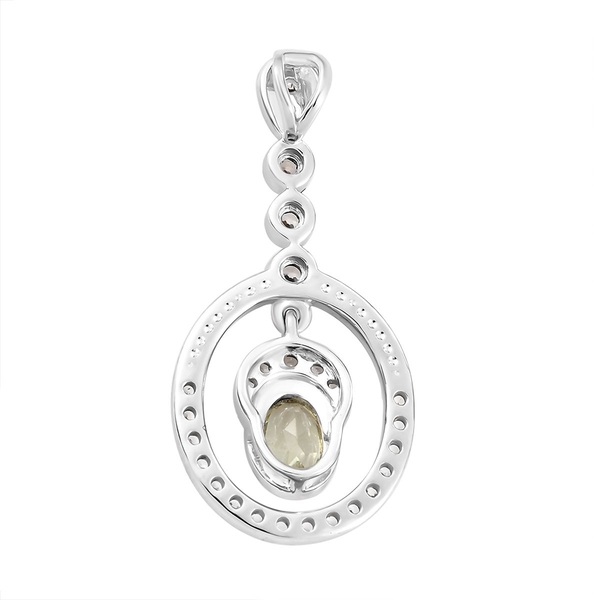 Turkizite and Natural Cambodian Zircon Pendant in Platinum Overlay Sterling Silver 1.21 Ct.