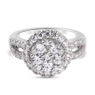 Lustro Stella Platinum Overlay Sterling Silver Ring (Size V) Made with Finest CZ 2.40 Ct.