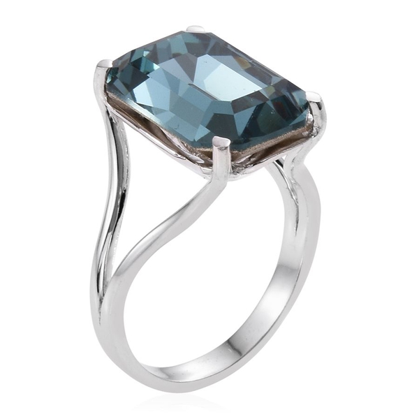 Lustro Stella  - Indian Sapphire Colour Crystal (Oct) Ring in ION Plated Platinum Bond