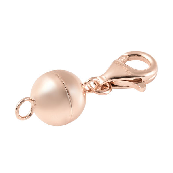 Rose Gold Overlay Sterling Silver Magnetic Lock (Size 8 mm) with Lobster Clasp (Size 11 mm)