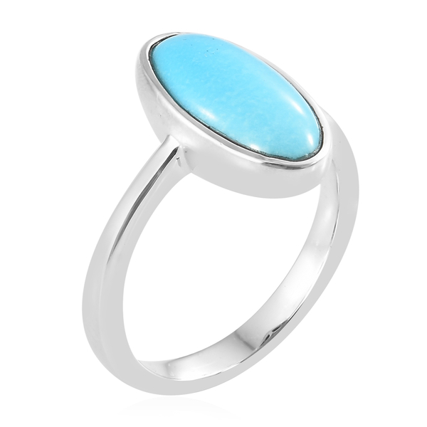 Arizona Sleeping Beauty Turquoise (Ovl) Solitaire Ring in Platinum Overlay Sterling Silver 2.500 Ct