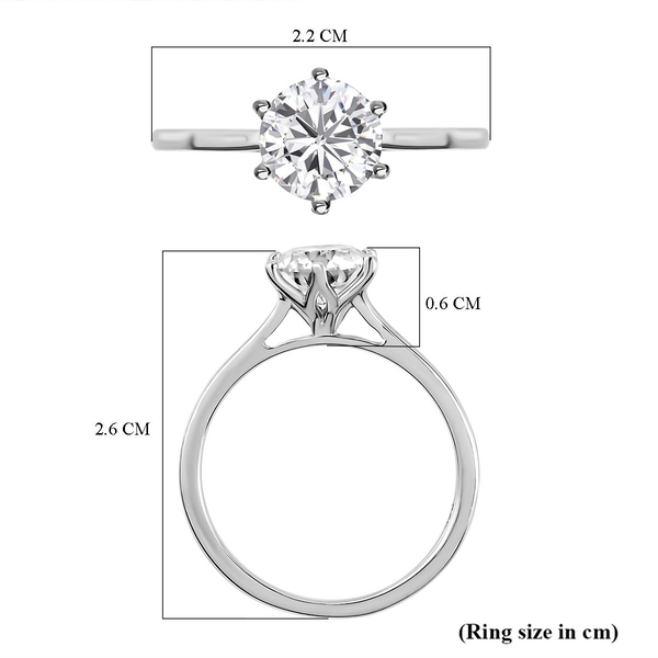 Moissanite Solitaire Ring in Platinum Overlay Sterling Silver 1.00 Ct.