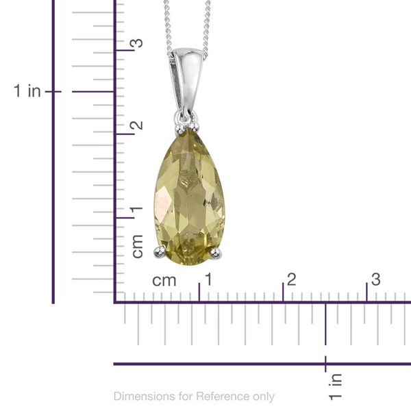 Natural Ouro Verde Quartz (Pear) Solitaire Pendant With Chain in Platinum Overlay Sterling Silver 3.750 Ct.