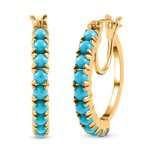 1.50 Ct Arizona Sleeping Beauty Turquoise Hoop Earrings in Gold Plated Silver