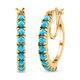 1.50 Ct Arizona Sleeping Beauty Turquoise Hoop Earrings in Gold Plated Silver