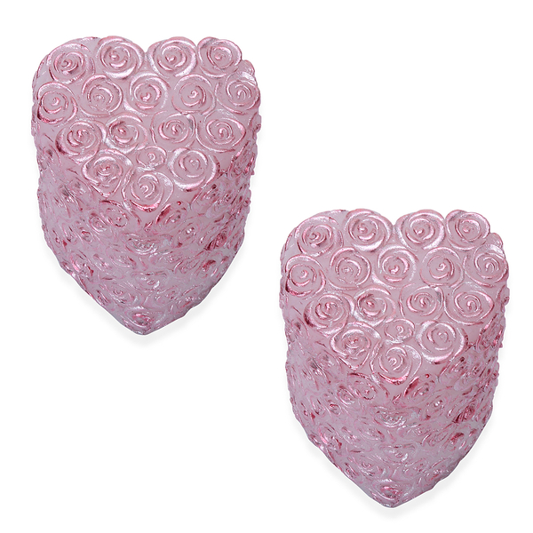 Home Decor - Set of 2 - 7 Colours Changing LED Red Colour Heart Shape Flameless Wax Candles (Size 7.