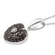 GP - Red Diamond (Rnd) and Blue Sapphire Heart Pendant with Chain (Size 20) in Platinum Overlay Sterling Silver 0.530 Ct.