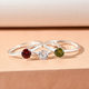 Set of 3 - Simulated Diamond, Simulated Mozambique Garnet and Simulated Hebei Peridot Ring in Sterling Silver