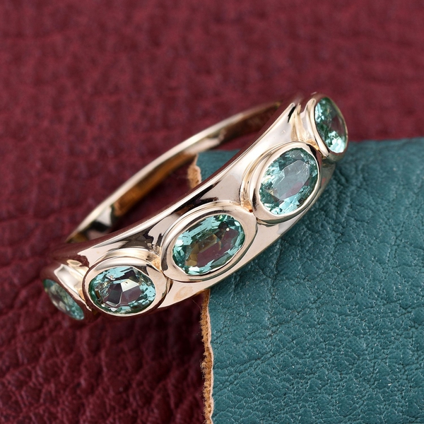 9K Y Gold Boyaca Colombian Emerald (Ovl) 5 Stone Ring 2.150 Ct.