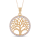 New York Close Out Deal- Simulated Diamond Tree of Life Pendant with Chain (Size 18) With Spring Rin