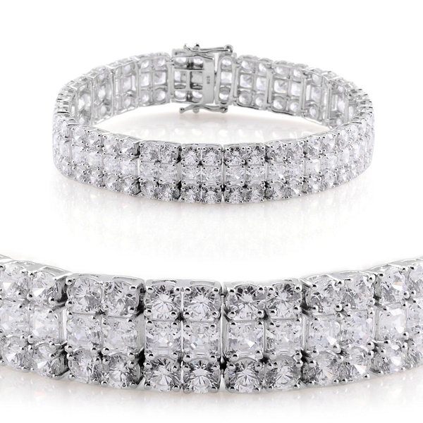 Lustro Stella - Platinum Overlay Sterling Silver (Oct) Bracelet Made with Finest CZ (Size 8) 31.680 