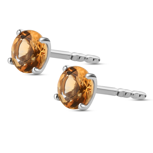 Citrine Stud Earrings (with Push Back) in Platinum Overlay Sterling Silver 1.550 Ct.