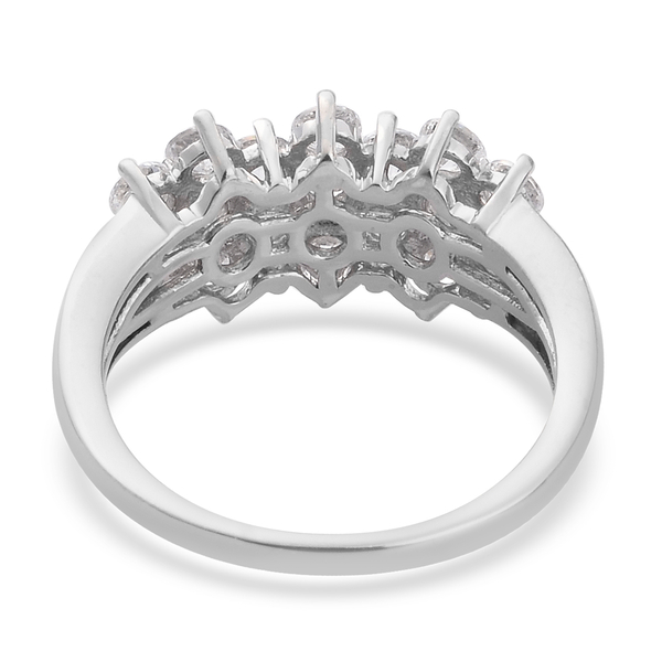 Lustro Stella Platinum Overlay Sterling Silver Ring Made with Finest CZ 2.55 Ct.