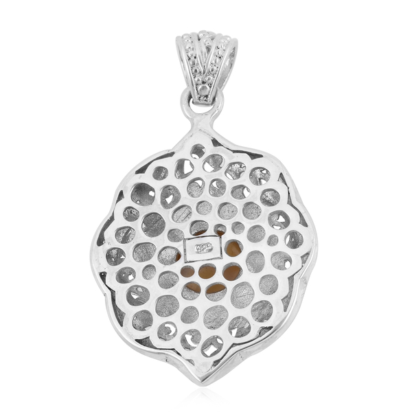Royal Bali Collection- White Mabe Pearl Pendant  Sterling Silver, Silver Wt 9.22 Gms
