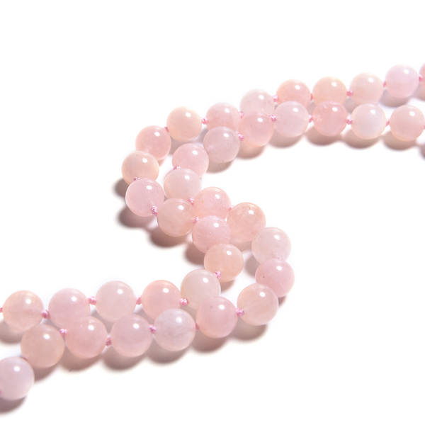 Pink Morganite Beads Necklace (Size 20) with Magnetic Lock in Rhodium Overlay Sterling Silver 216.50 Ct.