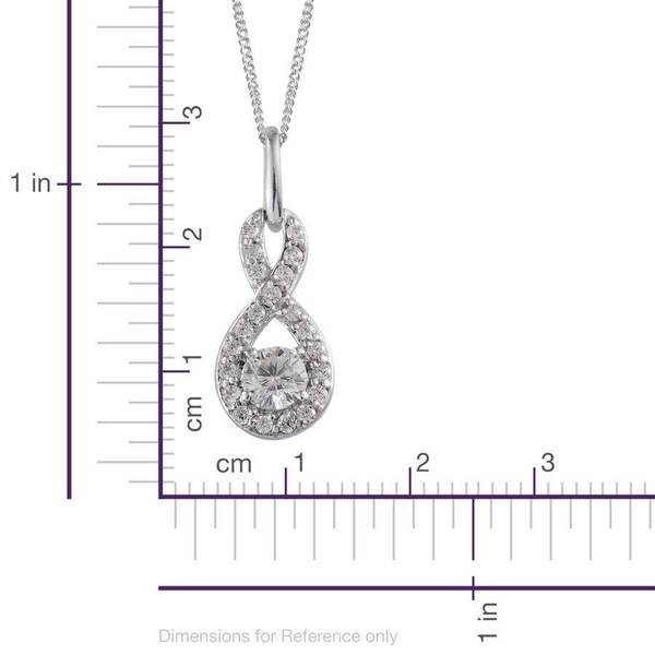 Simulated Diamond (Rnd) Infinity Pendant With Chain in Platinum Overlay Sterling Silver