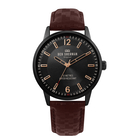 BEN SHERMAN Black Sunray Dial Watch with Brown Leather Strap