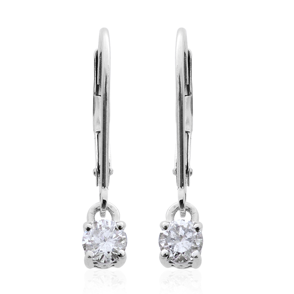 14K W Gold SGL Certified Diamond (Rnd) (I2/ G-H) Lever Back Earrings 0.500 Ct.