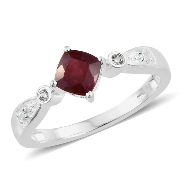 African Ruby (Cush 1.35 Ct), Natural Cambodian Zircon Ring in Sterling Silver 1.500 Ct.
