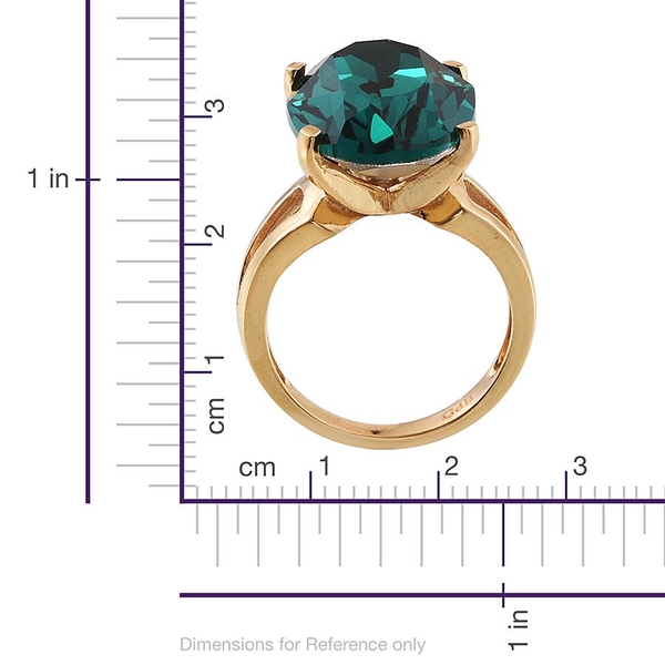 - Emerald Colour Crystal (Ovl) Ring in ION Plated 18K Yellow Gold Bond 11.000 Ct.