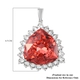 Lustro Stella- Padparadscha Colour Crystal and White Crystal Pendant in Platinum Overlay Sterling Silver, Silver wt 10.00 Gms