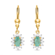 Zambian Emerald ,  White Zircon  Solitaire Lever Back Earring in Vermeil YG Sterling Silver 1.55 ct